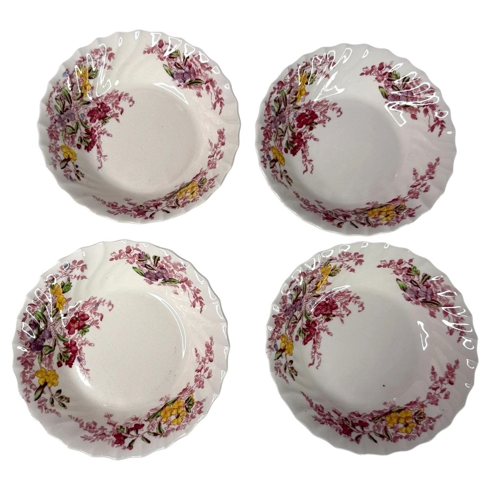 Copeland Spode Fairy Dell Berry Bowls Set Of 4 Swirl Rim England Dessert‎ Fruit